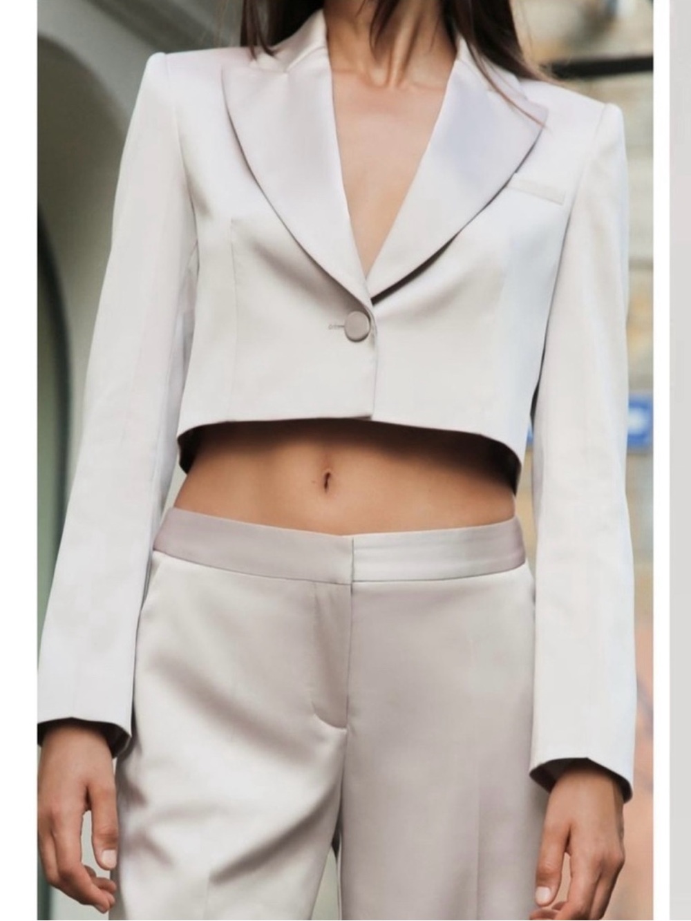 Zara Cropped Cream Blazer Jacket